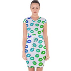 Kiss Mouth Lips Colors Capsleeve Drawstring Dress  by HermanTelo