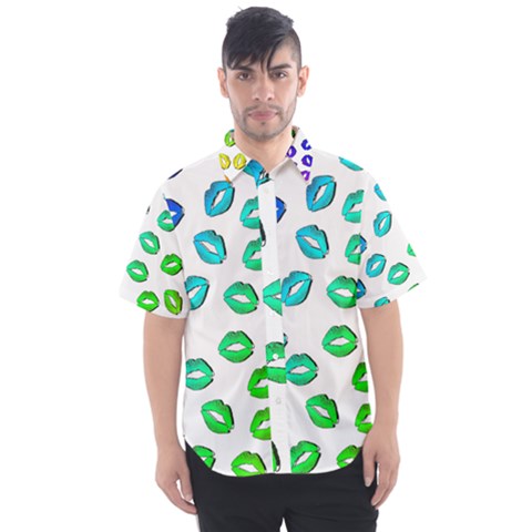 Kiss Mouth Lips Colors Men s Short Sleeve Shirt by HermanTelo