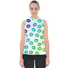 Kiss Mouth Lips Colors Mock Neck Shell Top by HermanTelo