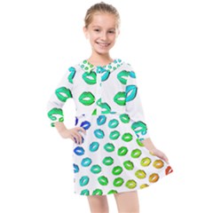 Kiss Mouth Lips Colors Kids  Quarter Sleeve Shirt Dress by HermanTelo