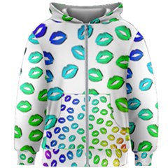 Kiss Mouth Lips Colors Kids  Zipper Hoodie Without Drawstring by HermanTelo