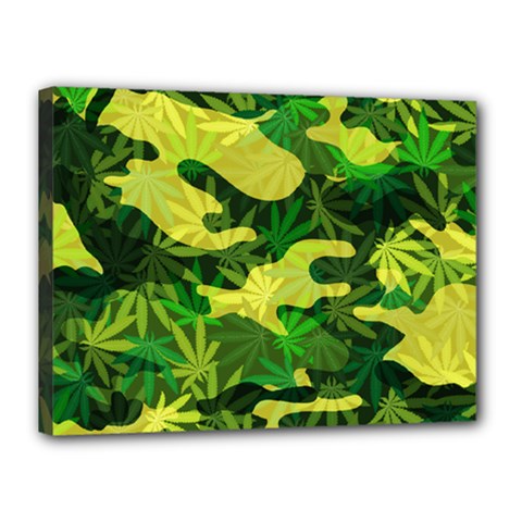 Marijuana Camouflage Cannabis Drug Canvas 16  X 12  (stretched) by HermanTelo