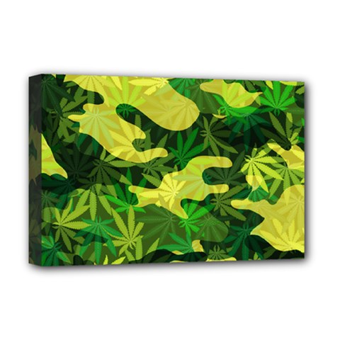 Marijuana Camouflage Cannabis Drug Deluxe Canvas 18  X 12  (stretched)