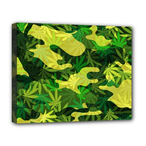 Marijuana Camouflage Cannabis Drug Deluxe Canvas 20  X 16  (stretched)