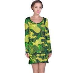 Marijuana Camouflage Cannabis Drug Long Sleeve Nightdress