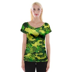 Marijuana Camouflage Cannabis Drug Cap Sleeve Top