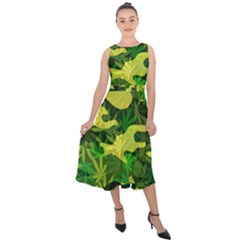 Marijuana Camouflage Cannabis Drug Midi Tie-back Chiffon Dress by HermanTelo