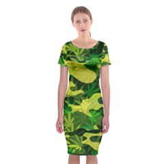 Marijuana Camouflage Cannabis Drug Classic Short Sleeve Midi Dress