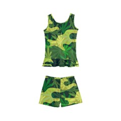 Marijuana Camouflage Cannabis Drug Kids  Boyleg Swimsuit