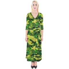 Marijuana Camouflage Cannabis Drug Quarter Sleeve Wrap Maxi Dress