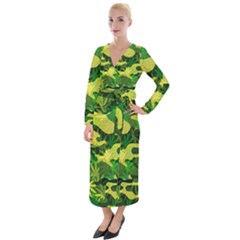 Marijuana Camouflage Cannabis Drug Velvet Maxi Wrap Dress