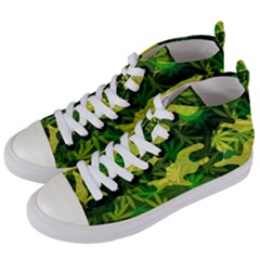 Marijuana Camouflage Cannabis Drug Women s Mid-top Canvas Sneakers