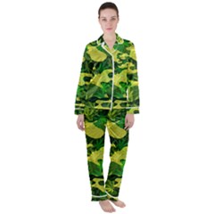 Marijuana Camouflage Cannabis Drug Satin Long Sleeve Pyjamas Set