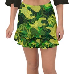 Marijuana Camouflage Cannabis Drug Fishtail Mini Chiffon Skirt