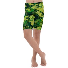 Marijuana Camouflage Cannabis Drug Kids  Lightweight Velour Cropped Yoga Leggings by HermanTelo