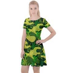 Marijuana Camouflage Cannabis Drug Cap Sleeve Velour Dress 