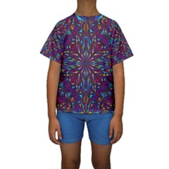 Kaleidoscope Triangle Curved Kids  Short Sleeve Swimwear