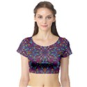 Kaleidoscope Triangle Curved Short Sleeve Crop Top View1