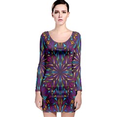 Kaleidoscope Triangle Curved Long Sleeve Bodycon Dress