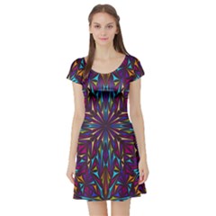 Kaleidoscope Triangle Curved Short Sleeve Skater Dress by HermanTelo