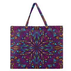 Kaleidoscope Triangle Curved Zipper Large Tote Bag by HermanTelo