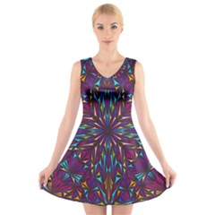 Kaleidoscope Triangle Curved V-neck Sleeveless Dress by HermanTelo