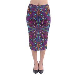 Kaleidoscope Triangle Curved Midi Pencil Skirt