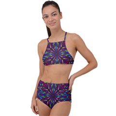 Kaleidoscope Triangle Curved High Waist Tankini Set by HermanTelo