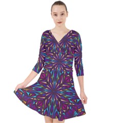 Kaleidoscope Triangle Curved Quarter Sleeve Front Wrap Dress by HermanTelo