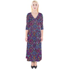 Kaleidoscope Triangle Curved Quarter Sleeve Wrap Maxi Dress