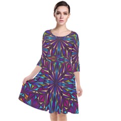 Kaleidoscope Triangle Curved Quarter Sleeve Waist Band Dress by HermanTelo