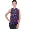 Kaleidoscope Triangle Curved Mock Neck Chiffon Sleeveless Top View1