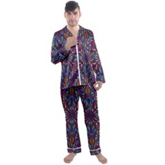 Kaleidoscope Triangle Curved Men s Satin Pajamas Long Pants Set by HermanTelo