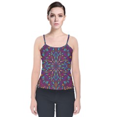 Kaleidoscope Triangle Curved Velvet Spaghetti Strap Top