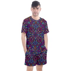 Kaleidoscope Triangle Curved Men s Mesh Tee And Shorts Set