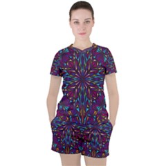 Kaleidoscope Triangle Curved Women s Tee And Shorts Set