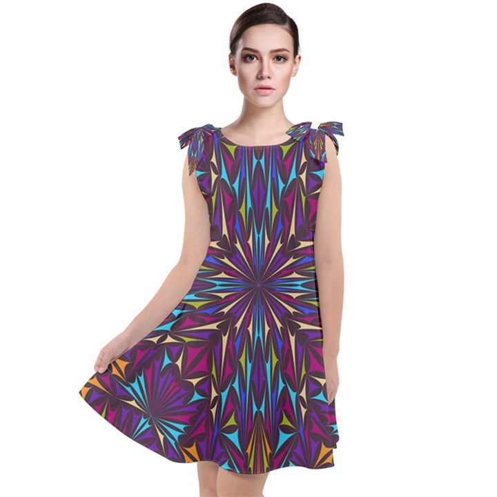 Kaleidoscope Triangle Curved Tie Up Tunic Dress