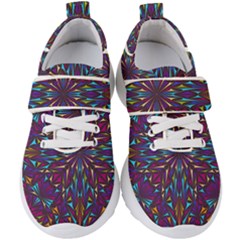 Kaleidoscope Triangle Curved Kids  Velcro Strap Shoes by HermanTelo