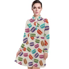 Macaron Bread Long Sleeve Chiffon Shirt Dress by HermanTelo