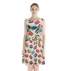 Macaron Bread Sleeveless Waist Tie Chiffon Dress by HermanTelo