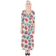 Macaron Bread Quarter Sleeve Wrap Maxi Dress