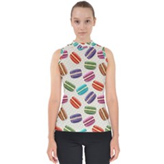 Macaron Bread Mock Neck Shell Top