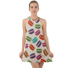 Macaron Bread Halter Tie Back Chiffon Dress by HermanTelo