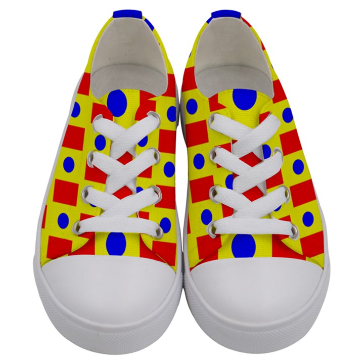 Pattern Circle Plaid Kids  Low Top Canvas Sneakers