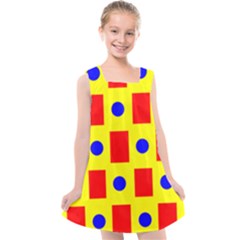 Pattern Circle Plaid Kids  Cross Back Dress by HermanTelo