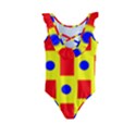 Pattern Circle Plaid Kids  Frill Swimsuit View2