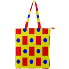 Pattern Circle Plaid Double Zip Up Tote Bag