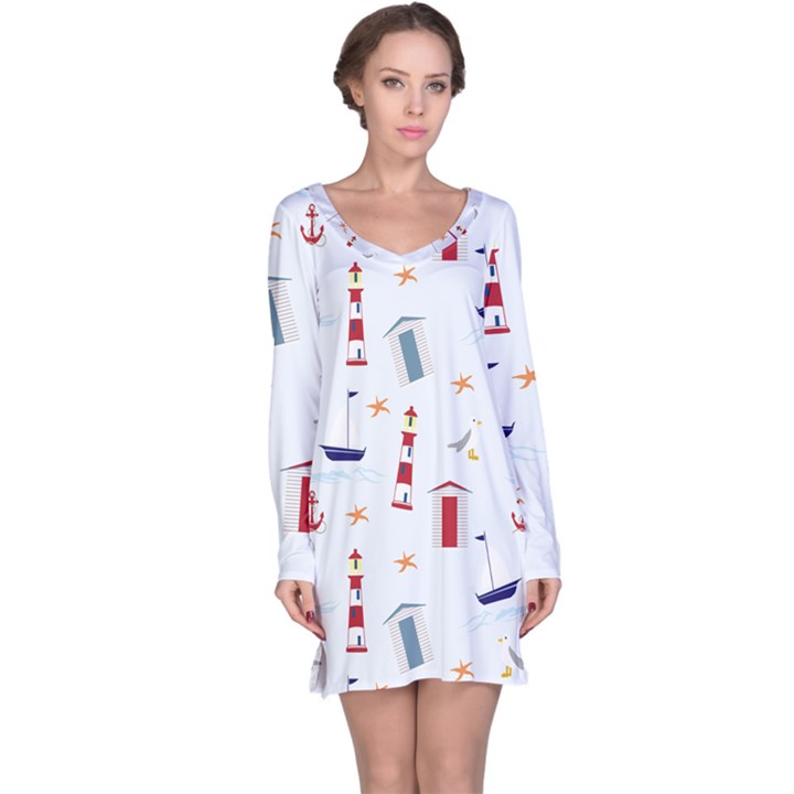 Nautical Sea Long Sleeve Nightdress