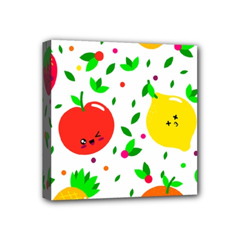 Pattern Fruits Orange Green Mini Canvas 4  X 4  (stretched)