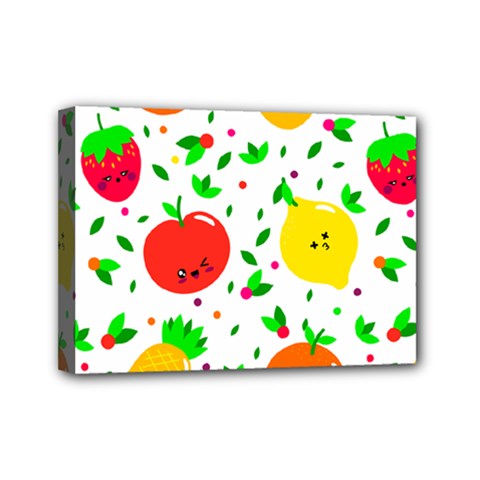 Pattern Fruits Orange Green Mini Canvas 7  X 5  (stretched) by HermanTelo